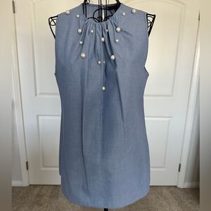 Banana Republic Blue Top with Pearl Details